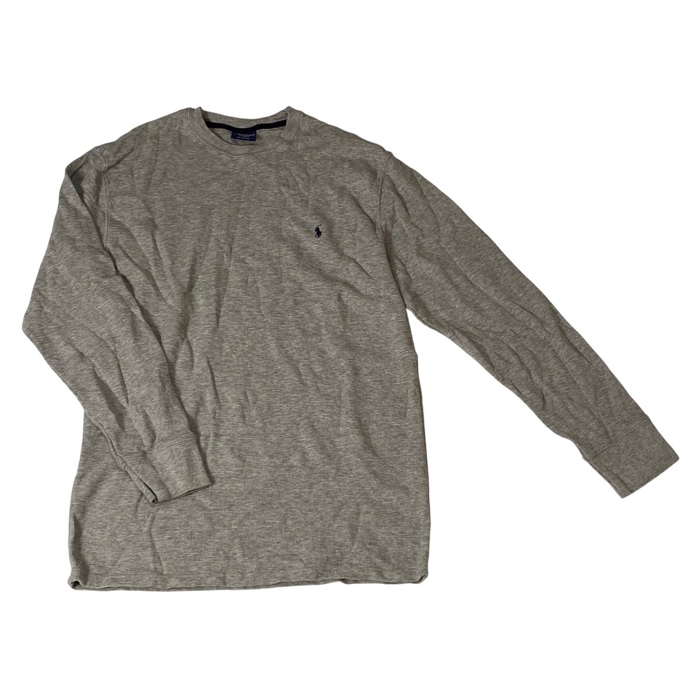 Polo Ralph‎ Lauren Mens 2XL Gray Waffle Knit Thermal Long Sleeve Sleepwear Shirt